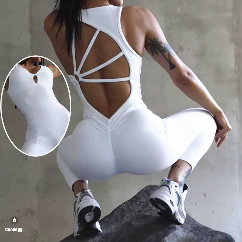Mental Pad Jumpsuit Sport Women Yoga Set Bodysuit Fitness Gym Sportswear Scrunch Legging Workout Running Active Clothes XP277T251212-image-1088148860