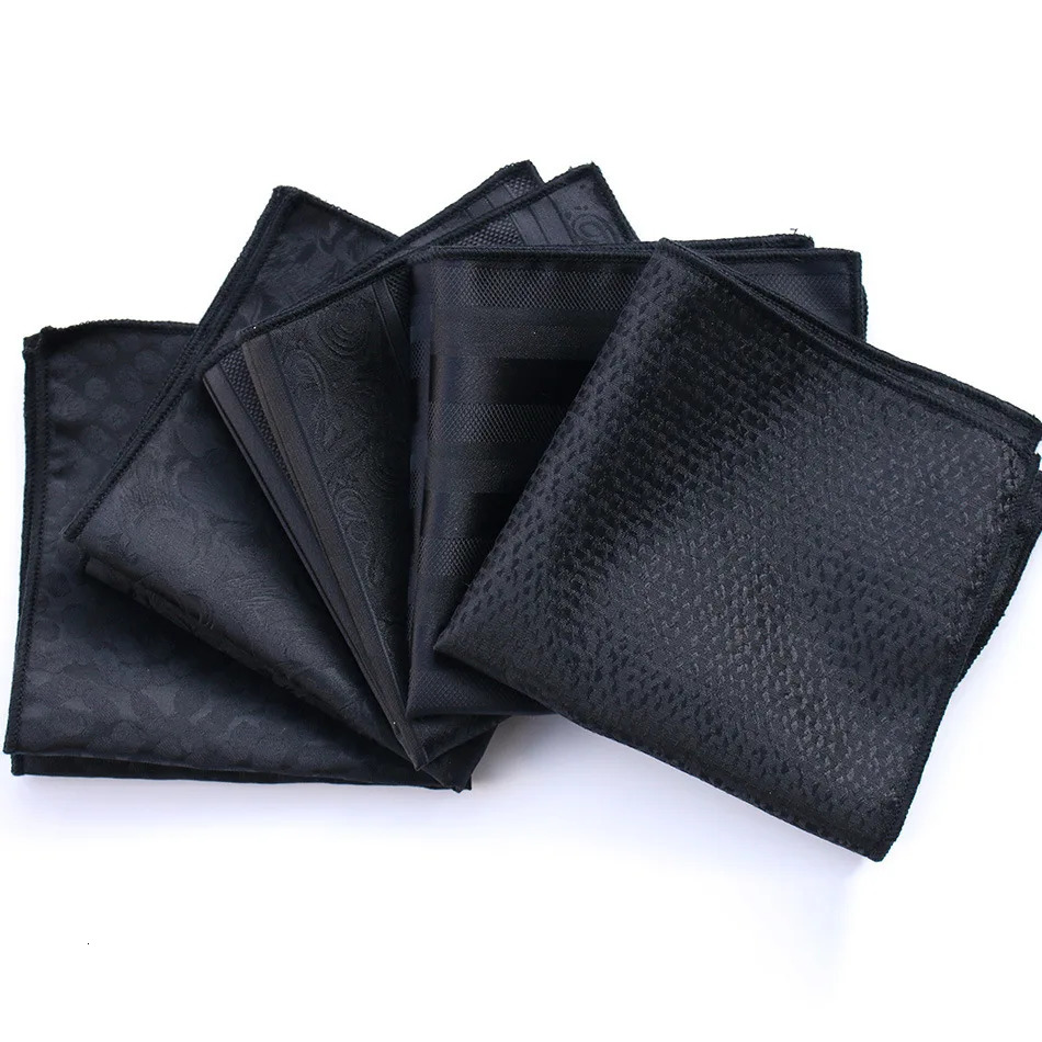 Classic Black Pocket Square Trendy British Style Polyester Paisley Handkerchief Formal Dress Chest Scarf Mens Suit Pocket Towel 251208{category}