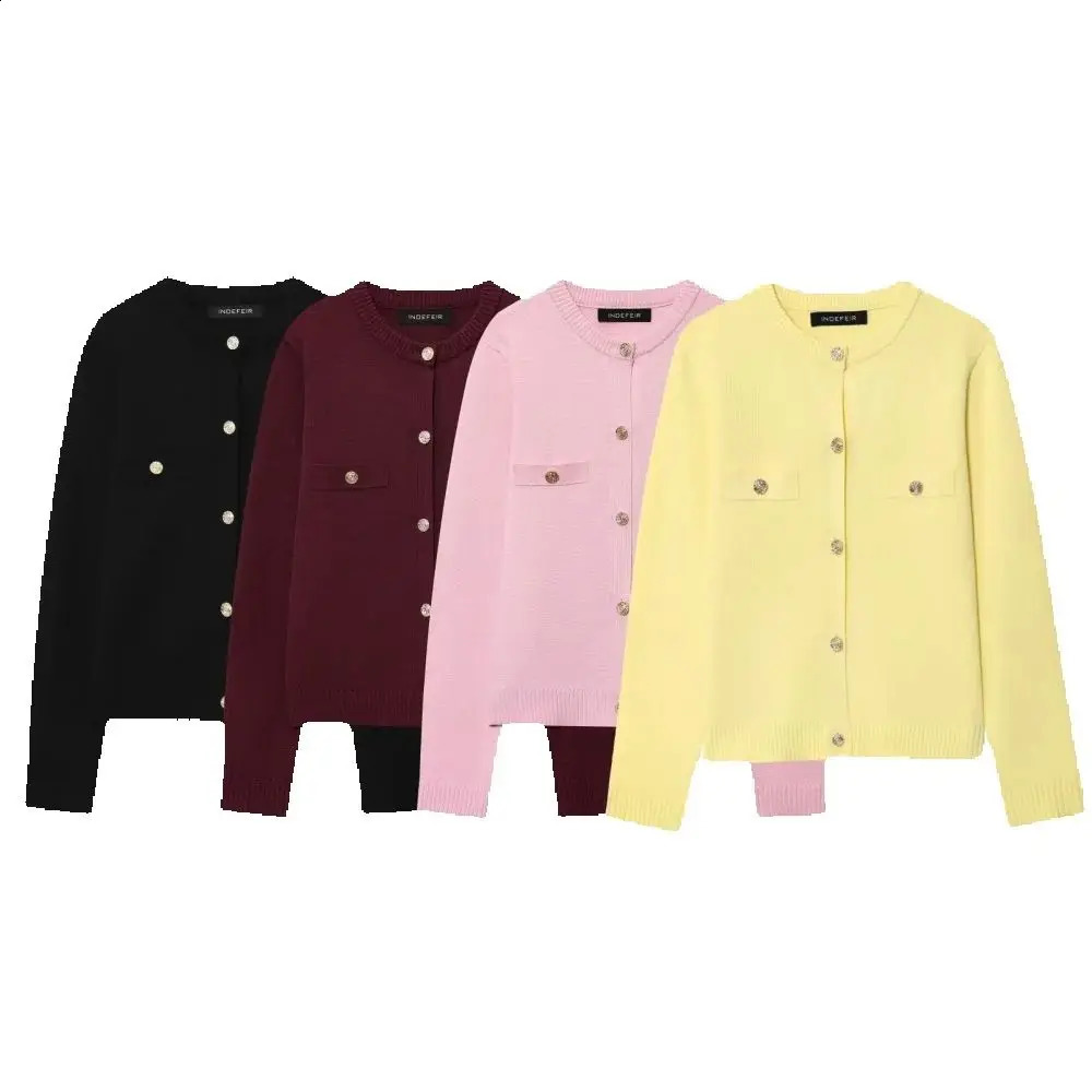 Womens Knitted Comb Top Round Neck Long Sleeve Button Autumn/Winter Fashion Style Sweater Cardigan 251211