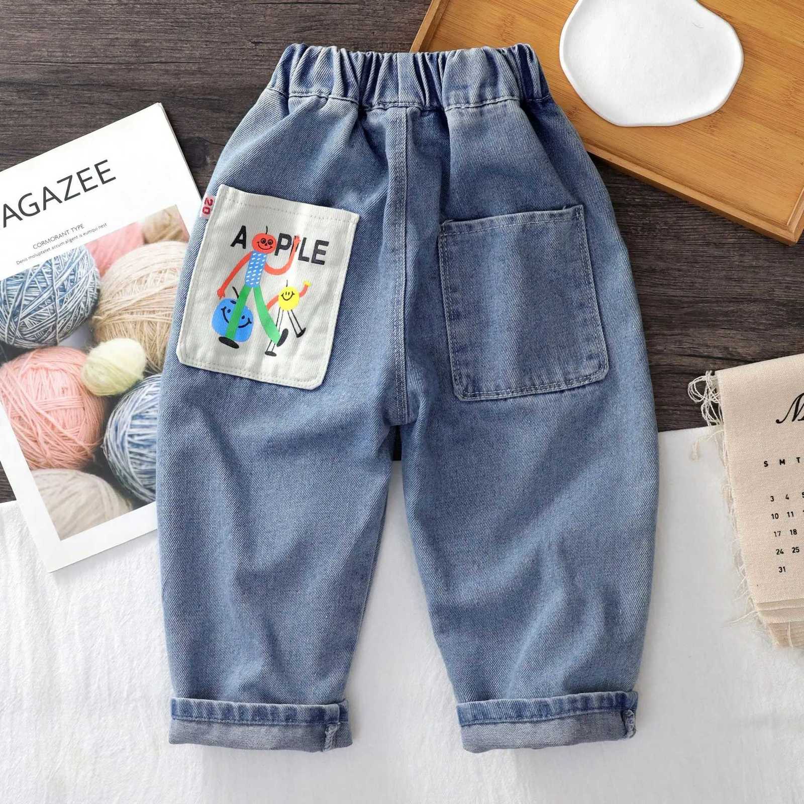 2025 Spring Autumn Baby Boys Jeans Baby Fashion Cartoon Loose Casual Cowboy Pants 1-6Years Kids Middle Waist Long PantsT251212