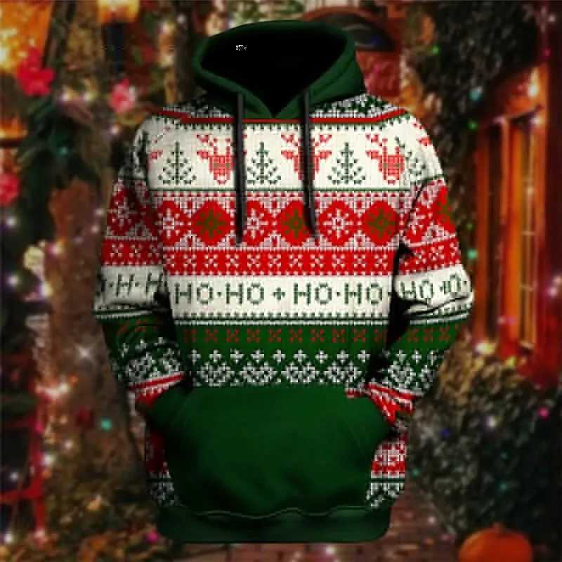 Winter mens 3D Printed Pullover Oversize Casual mens Christmas Style Hoodie Minimalist Design Loose Fitting Harajuku Hoodies W251211