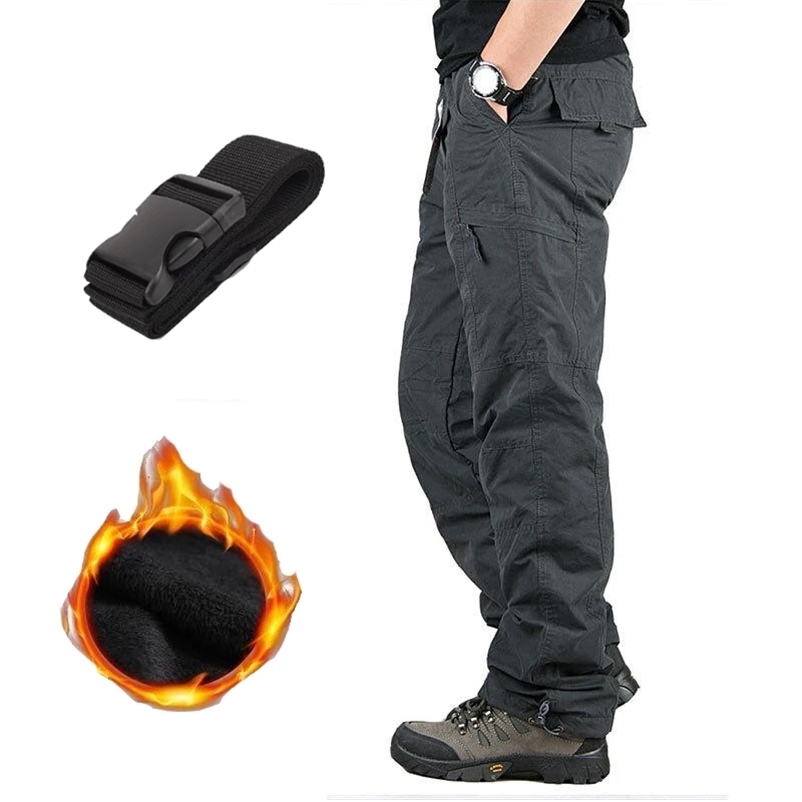 Mens Fleece Cargo Pants Winter Plush Tactical Pants Casual Joggers 3XL Korean Loose Hiking Running Warm Thermal Trousers 251126CJ