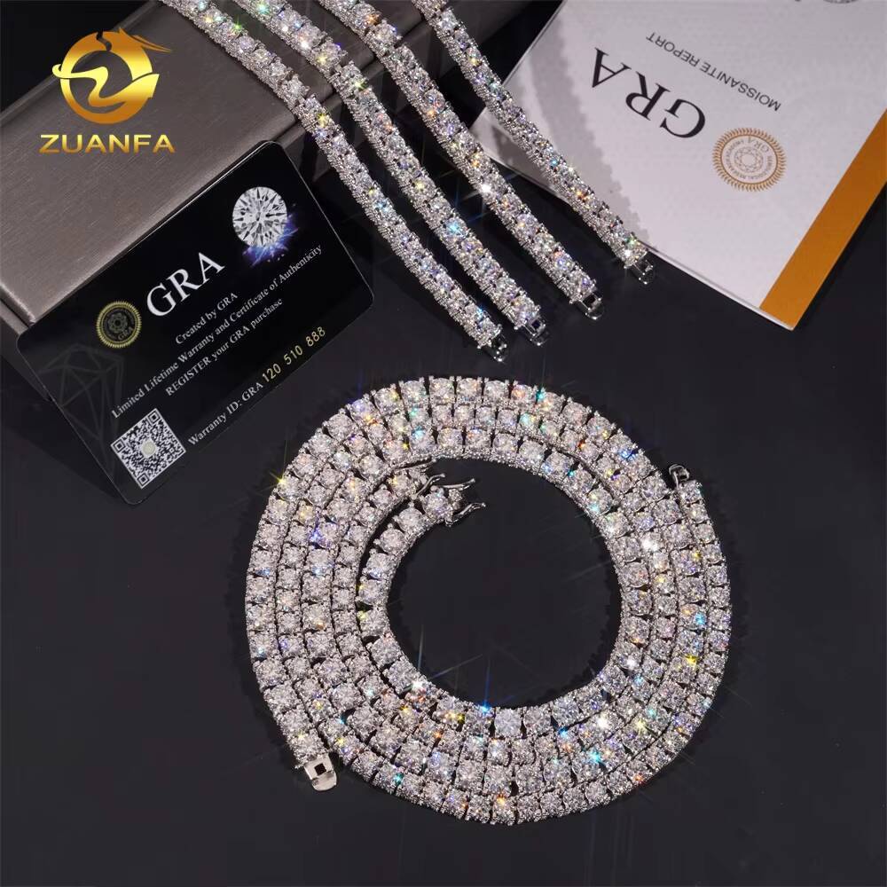 5mm 65mm Custom GRA Certificate VVS Moissanite Diamond-Studded Side Iced Out Tennis Chain 925 Silver Hip Hop Jewelry Link Chain