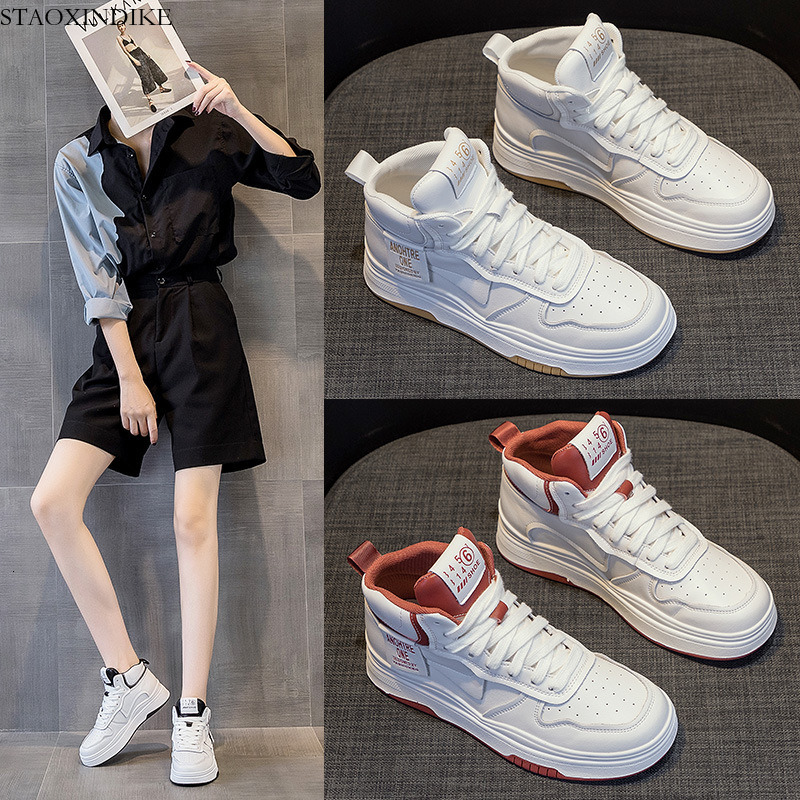 STAOXINDIKE High-top Internet Celebrity White Sneakers for Women, Trendy Ins Style, 2025 Autumn New Hot-selling Spring and Autumn Korean Version Ver