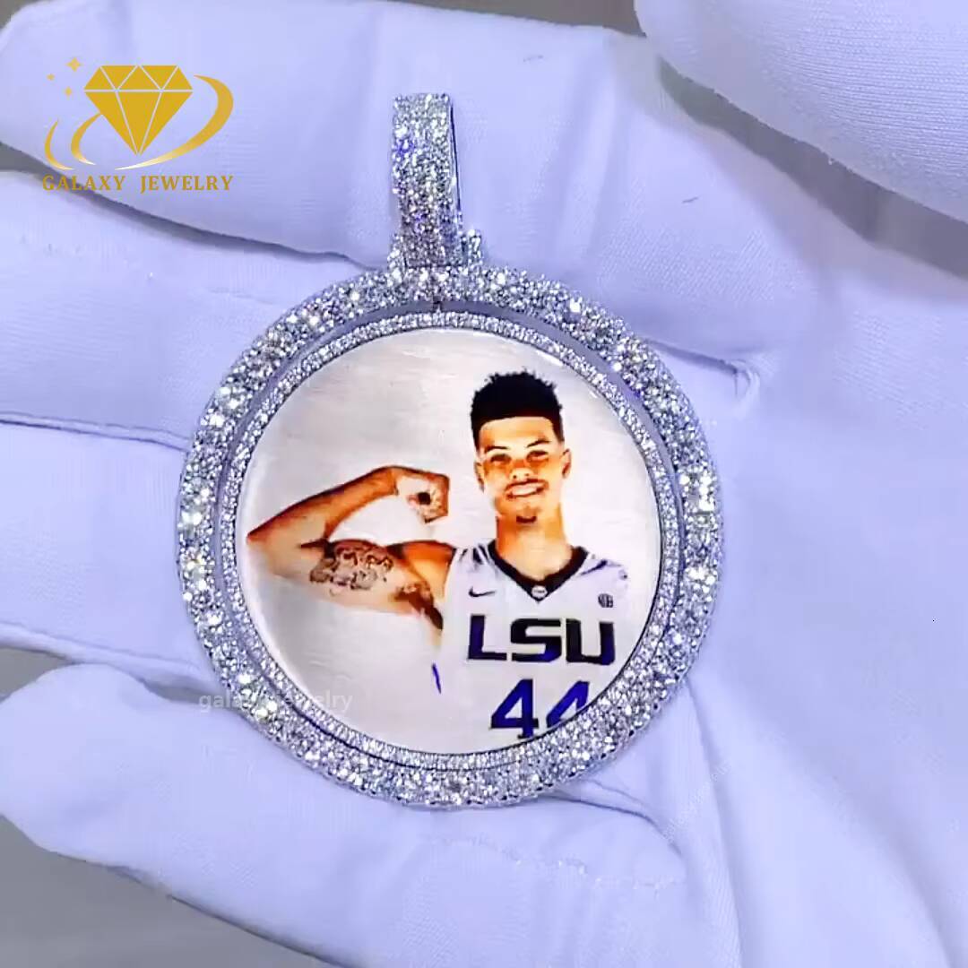 Trendy Picture Memory Pendant Vvs Moissanite Jewelry 925 Silver Iced Out Diamond Mens Custom 2 Side Photo Pendant