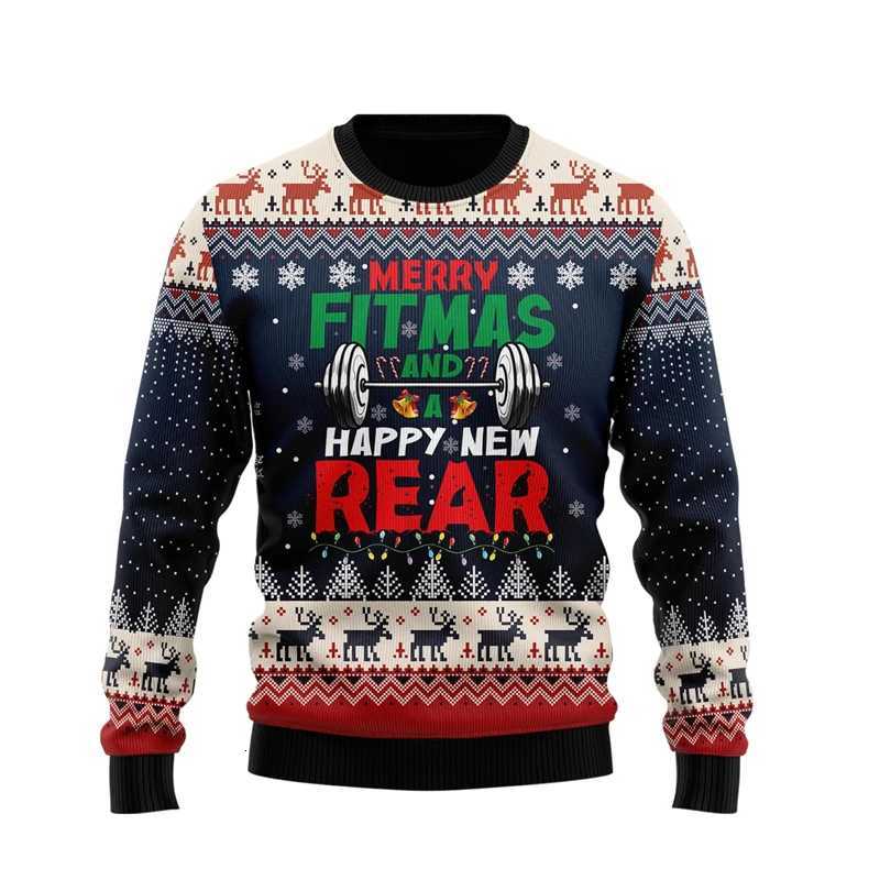 2025 Fitness Ugly Christmas Sweatshirts For Women Clothes Sport Gym Power Lifting Men Ugly Sweater Dumbbel Unisex Pullovers Tops W251211