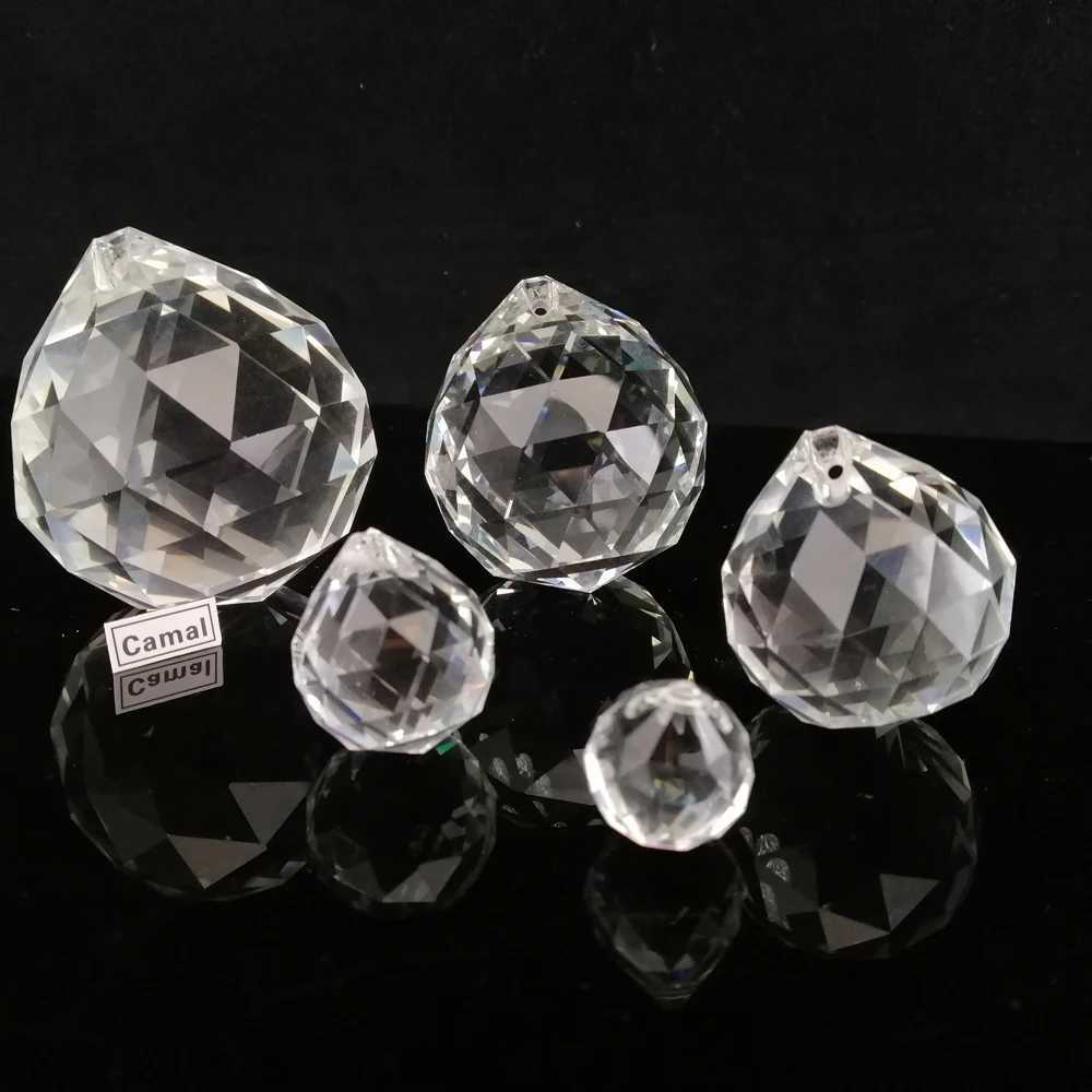 Camal 1 pièces 15/20/30/40/50mm boule de cristal à facettes claires prismes en verre pendentif lampe attrape-soleil éclairage lustre partie Fengs