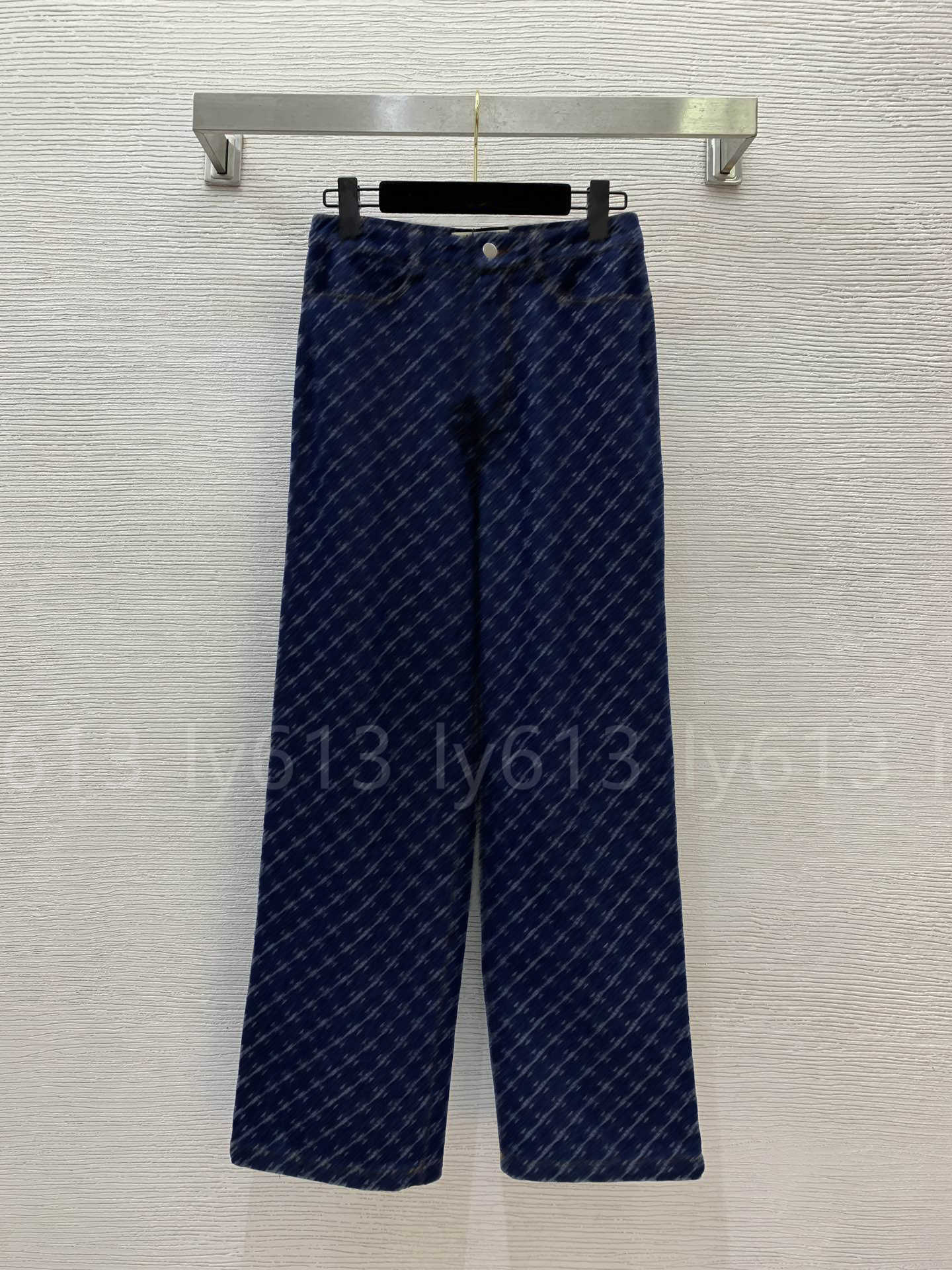 jacquard designer jeans women floral letter logo Classic vintage pants loose-fit luxury straight-leg wide-leg denim trousers