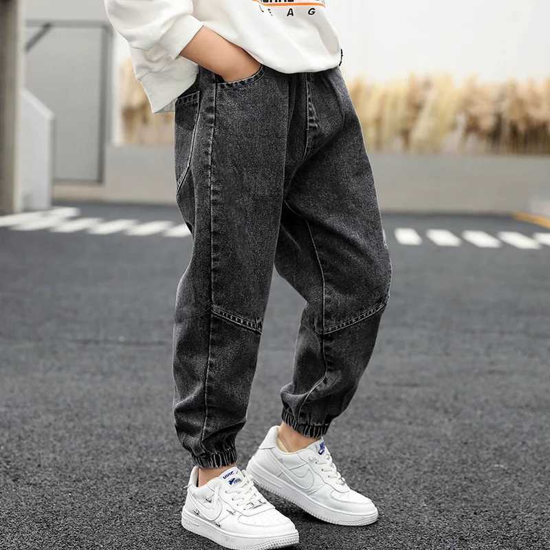 New Spring Autumn Pocket Black Kids Jeans Elastic Waist 2-13 Years Old Boys Girls Denim Trousers Cute Children PantsT251212-image-1088151427