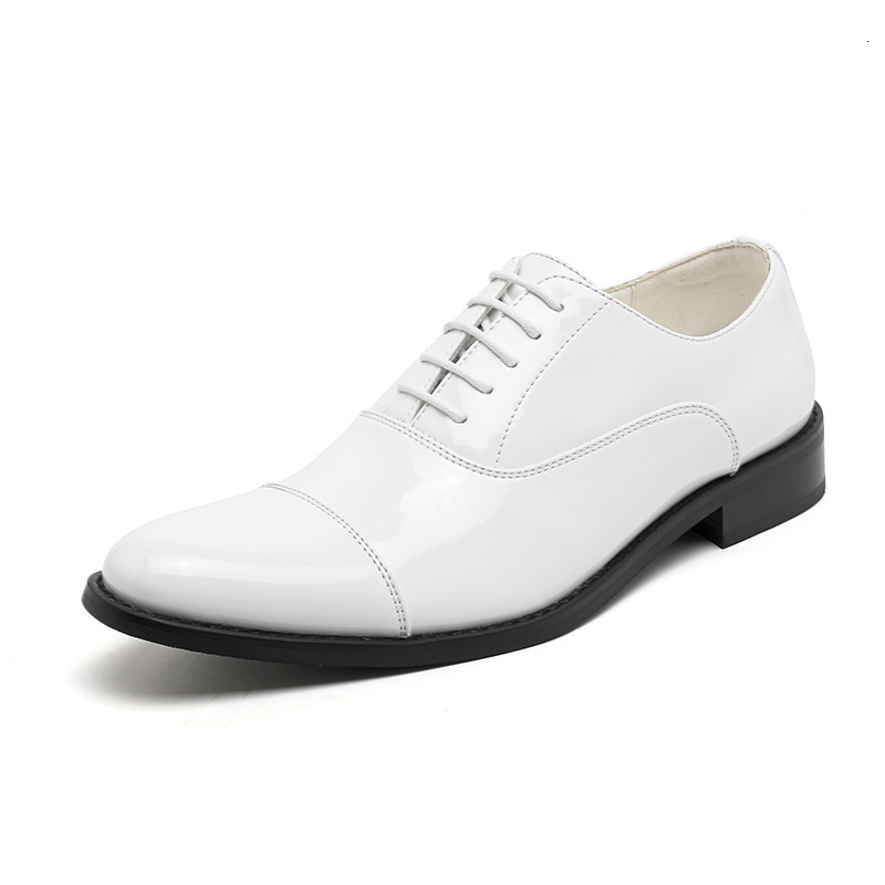 Genuine leather formal three belt leather shoes white patent leather men's shoes casual plus size men's business leather shoes designer sh