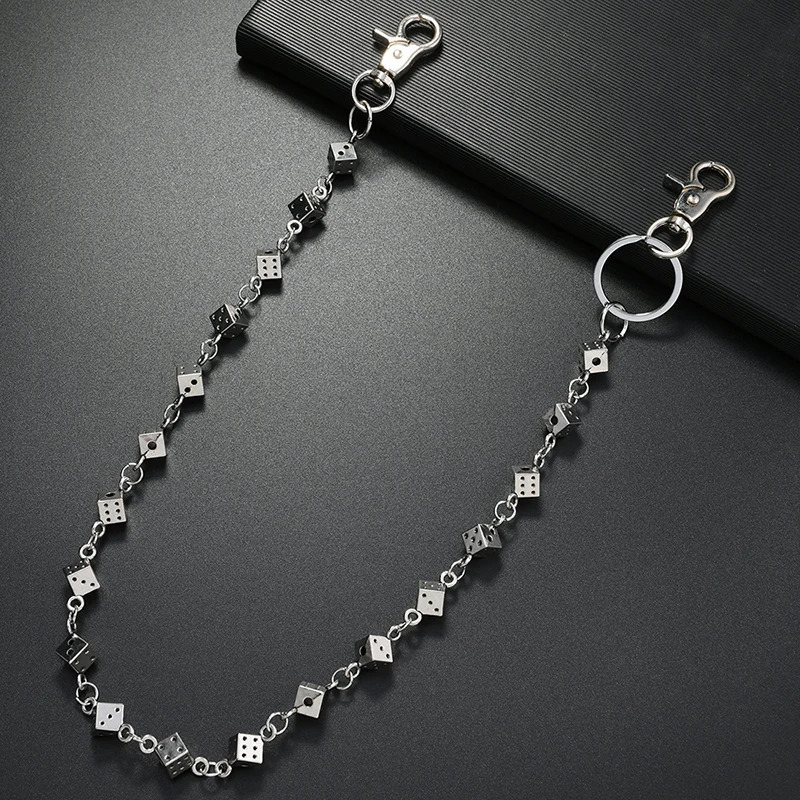 Punk Style Metal Dice Chain Belt for Men Hip Hop Gothic Pants Chain Retro Punk Waist Chain 251210
