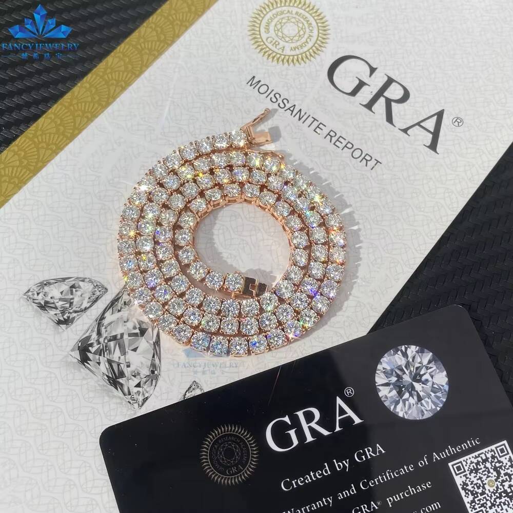 Cheapest Price Fine Jewelry Hip Hop VVS Moissanite 10k 14K Gold Plated S925 Link for Men Women 2mm Moissanite Tennis Chain