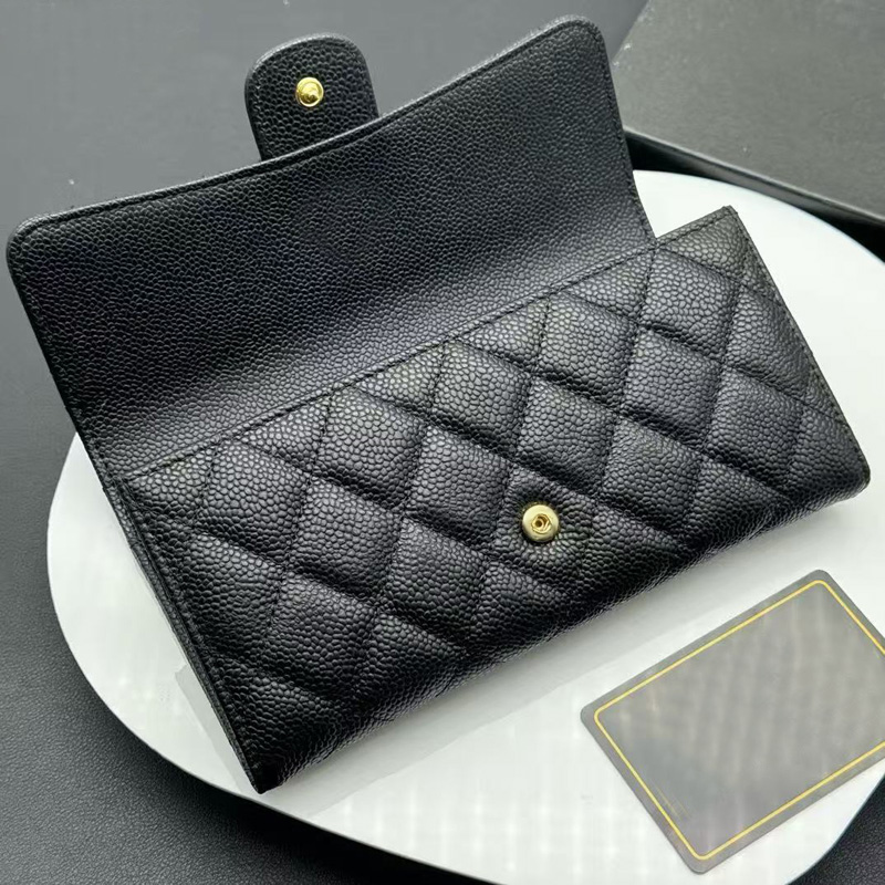 Designer Wallets Women Wallet High Quality Genuine Leather Men Wallet Caviar Ladies Long Purse purses Black with silver Long Wallet bag luxury 5A