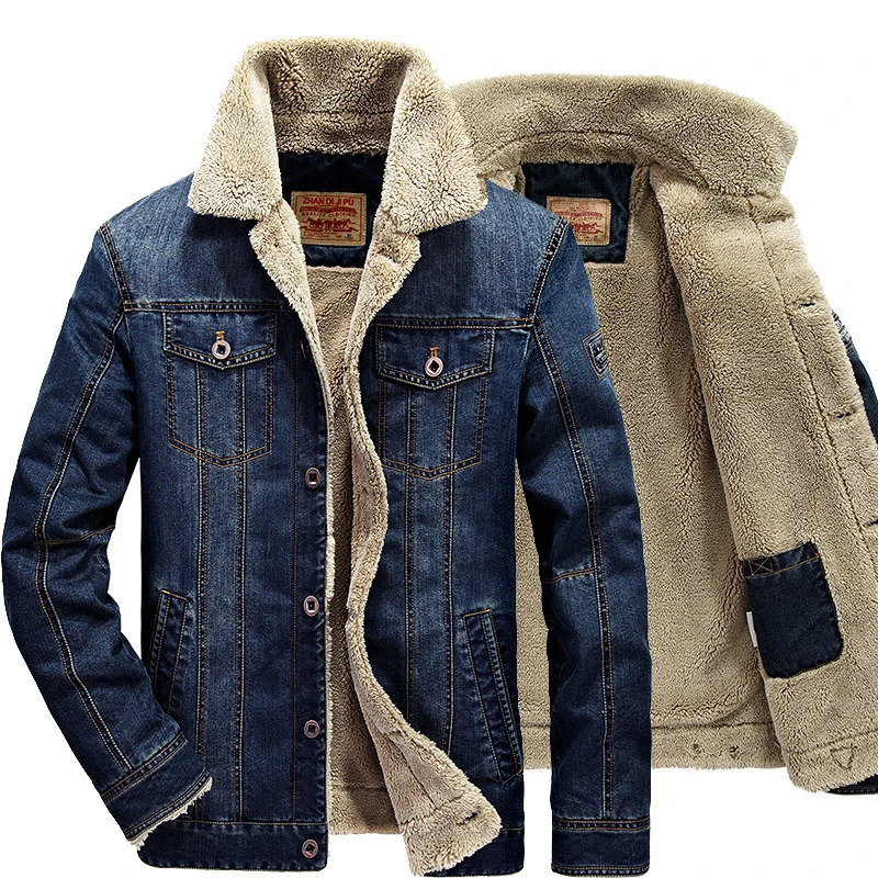 Mens Winter Jacket Fashion Fleece Lined Thicken Denim Jean Trucker Jacke Men Jeans Coats Clothing Plus Size 6XL 251210