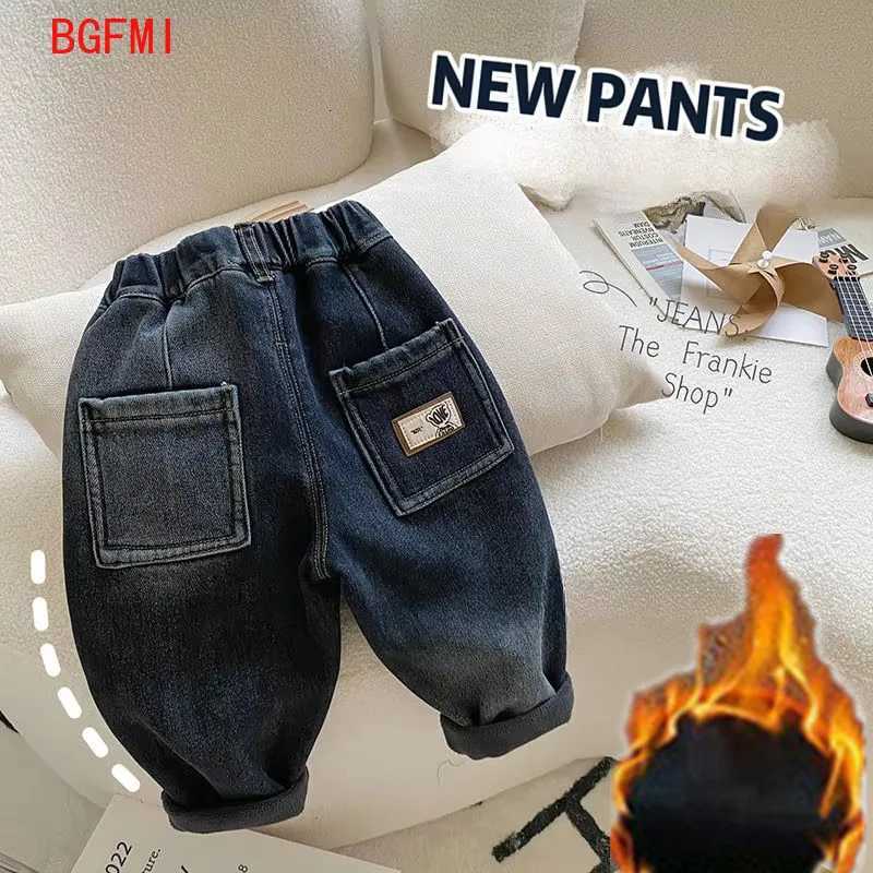 1-10 Y Toddler Boys Pants for Spring Autumn Thickened One Piece Velvet Childrens Fashionable Loose Jeans for Winter OutwearT251212