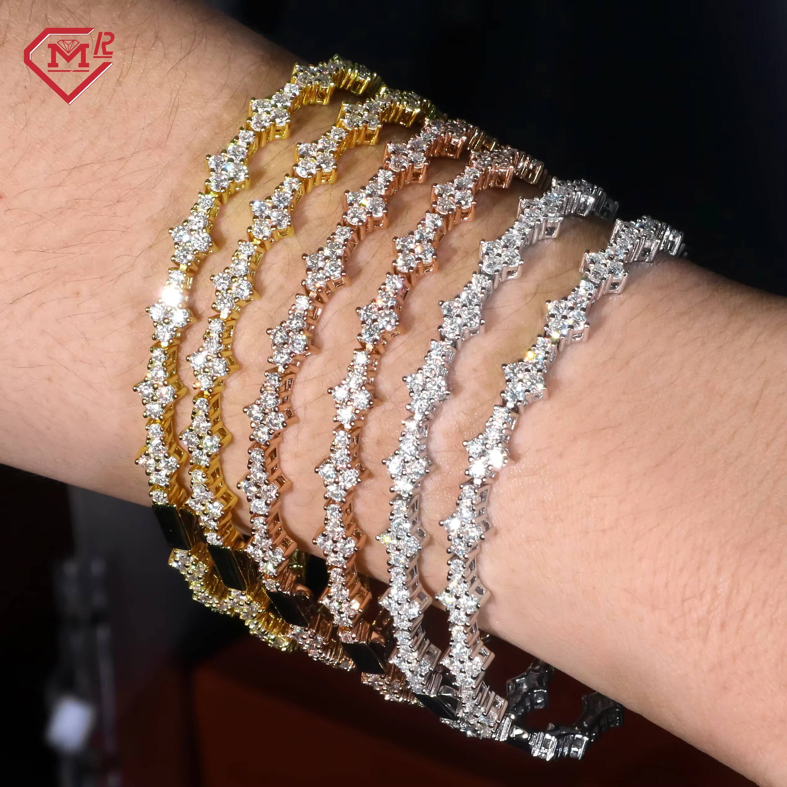 Custom Tennis Bracelet S925 Yellow Gold/Rose Gold/Silver VVS Iced Out Moissanite Tennis Bracelet