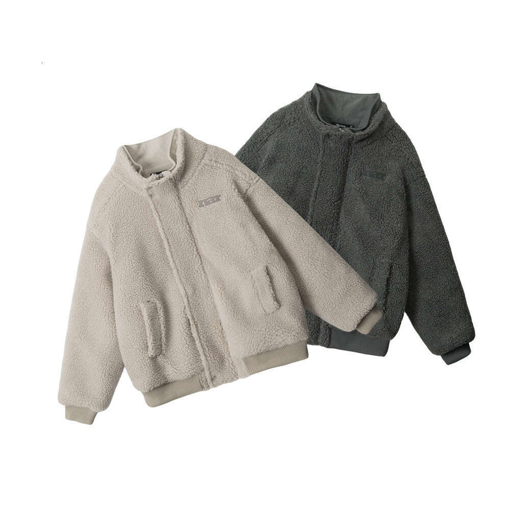 Giacca in pile Giacca invernale in cotone con colletto alla coreana e lana di agnello larga per uomo e donna Cappotto caldo imbottito in stile ameri