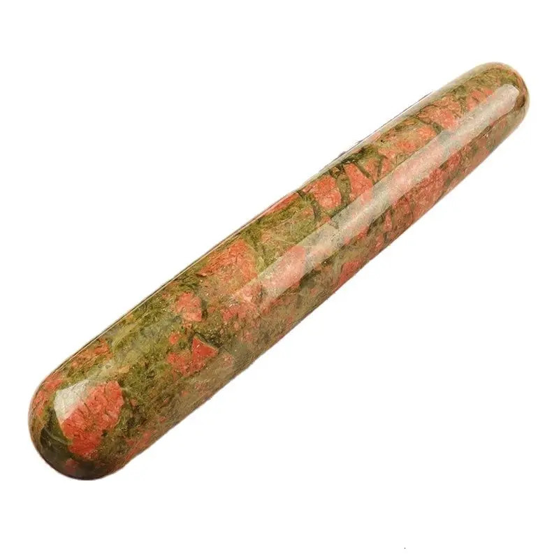 1 PCS Unakite Body Massage Wand Natural Stone Crystal Stick Face Head Eye Massager Neck Health Skincare Gua Sha Acupuncture Pen 251210