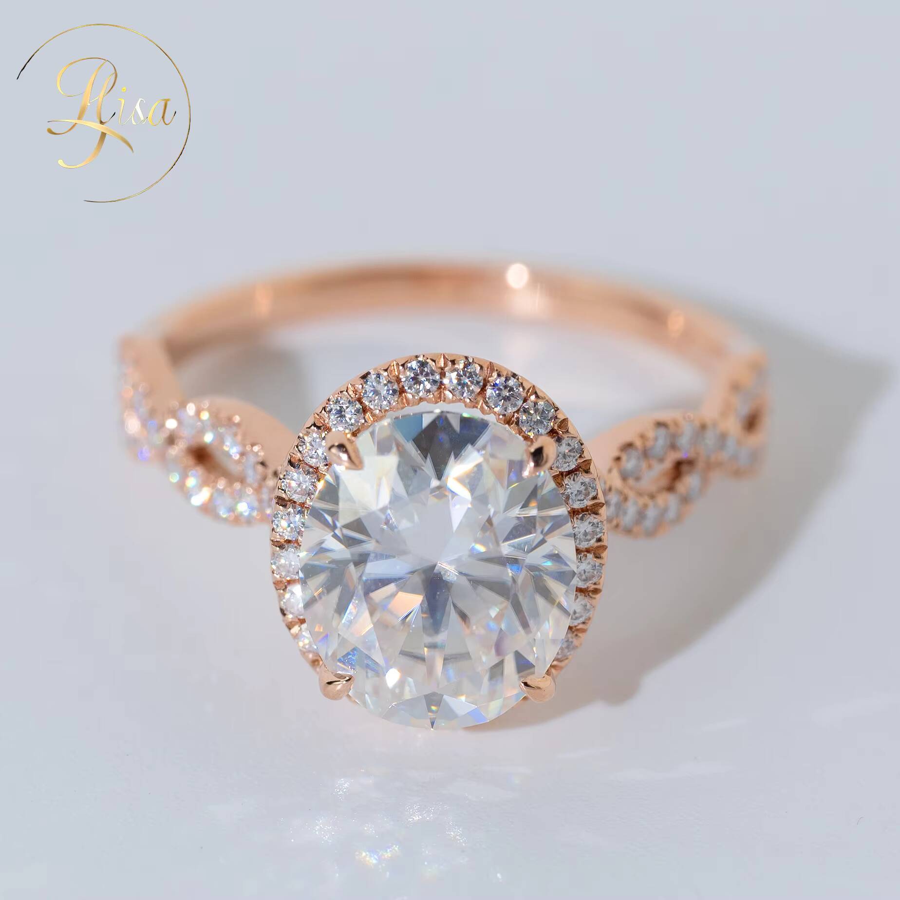 Hot Selling Custom VVS Lab Grown Diamond Engagement Rings for Women Rose Gold 925 Silver Fine Jewelry