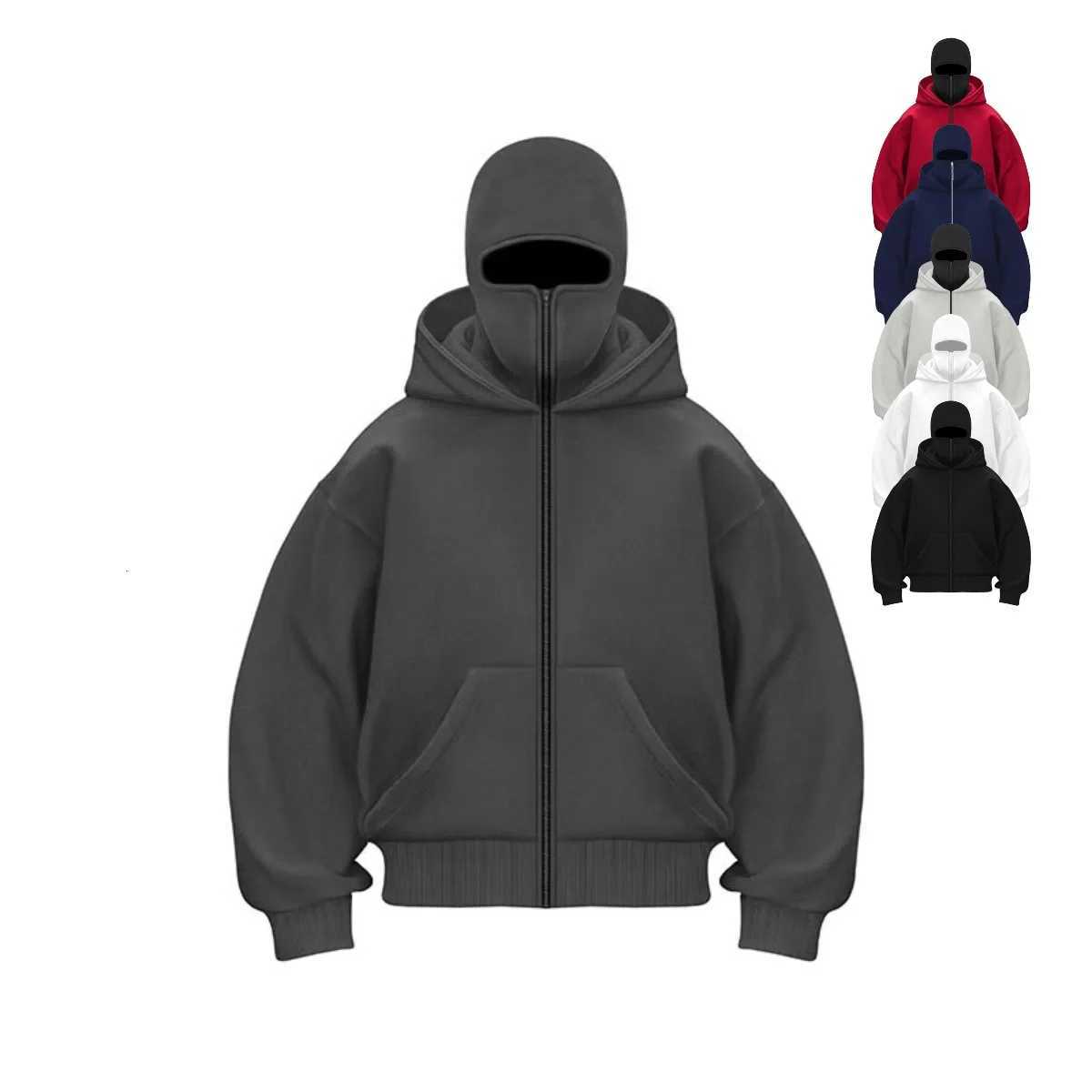 2025 Autumn/Winter Mens Ninja Hooded Loose Y2K Sport Shirt Street Loose Casual Masked Sweatshirt Windproof Double Hoodie W251211