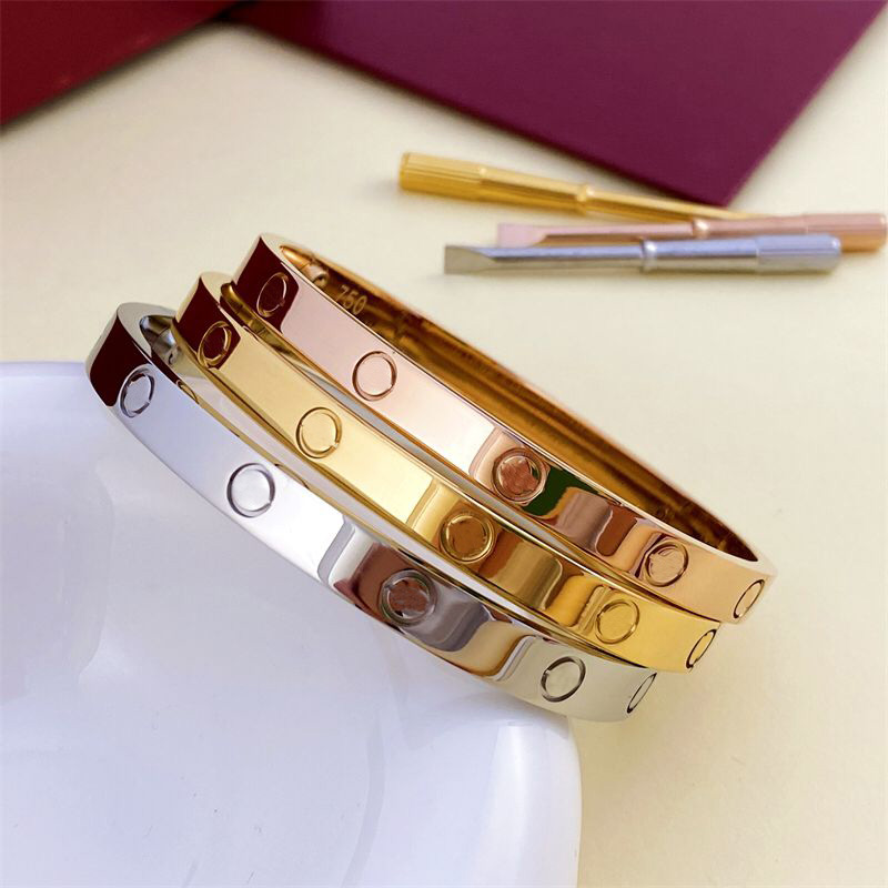Fashion Designer Bracelet Bangle Gold Plated Classic Love Bangle Stainless Steel Luxury Bangle With Screwdriver For Men Women 17CM 18CM 20CM