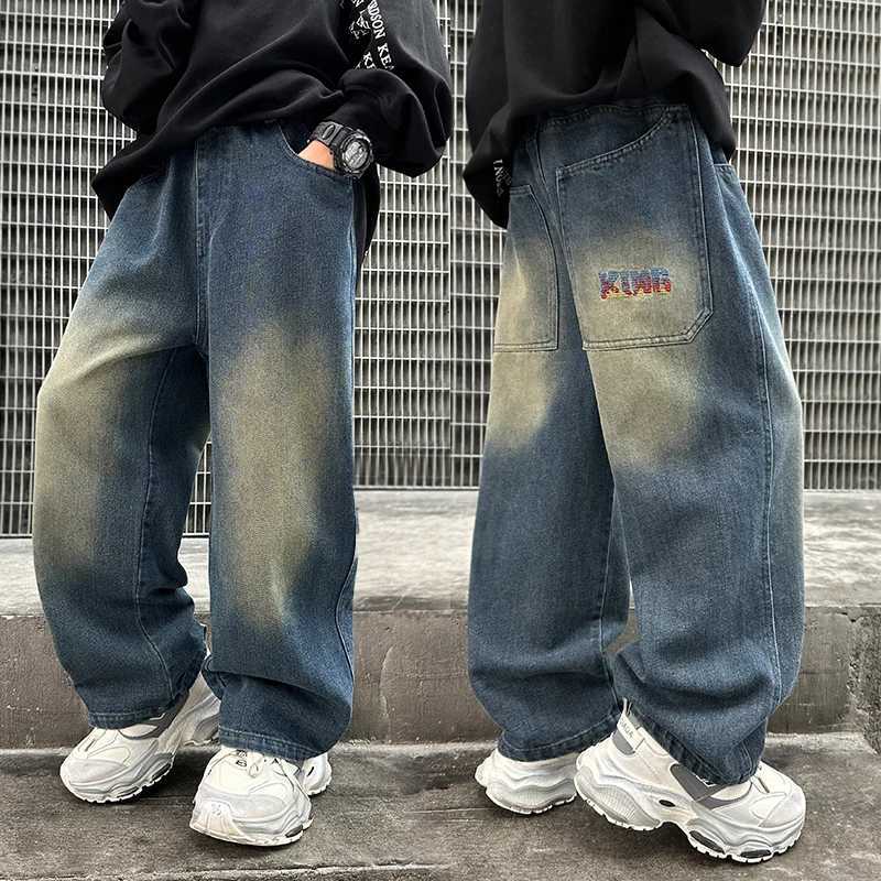 Hot Sale Children Vintage y2k Baggy Jeans for Teens Boy New Casual Relaxed Fit Denim Pants Kids Classic Blue Jeans TrousersT251212-image-1088146989