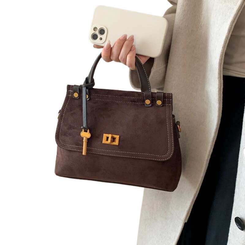 High Quality Retro Top Handle Bags For Women Winter New Designer Handbags Luxury Flap Shape PU Suede Shoulder Crossbody Bag Bags