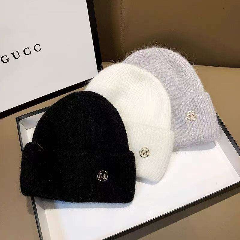 Knitted for Women, New Autumn Winter Style, Fleece-Lined and Thickened, Versatile Wool Large Head Circumference, Pullover, Warm Ear Protection, Cold