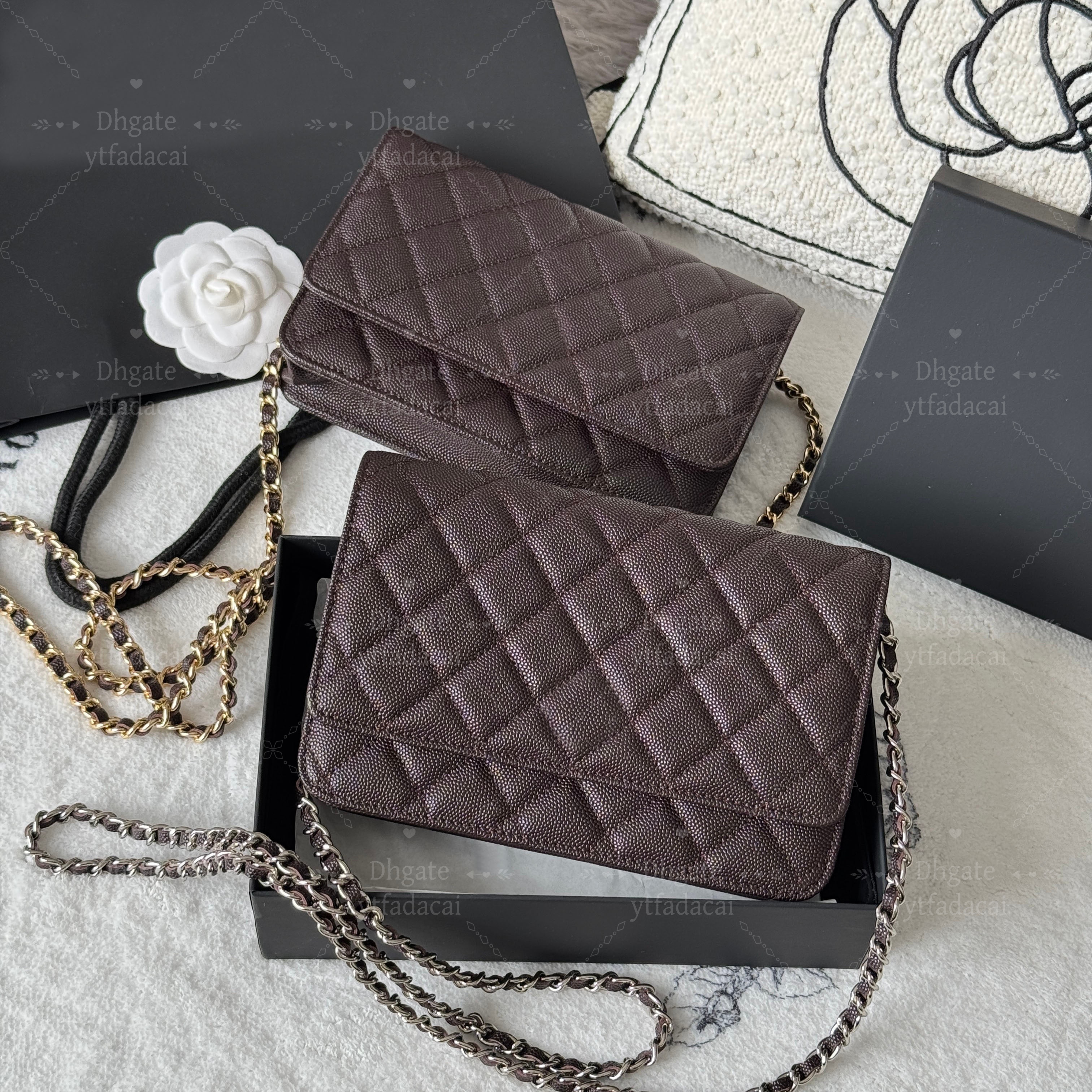 10A Designer Upgrades Chip Certification Magnetic Buckle Metal Zipper Handbag Mini Luxury Caviar Cowhide Sheepskin Women's Wallet Shoulder Bag