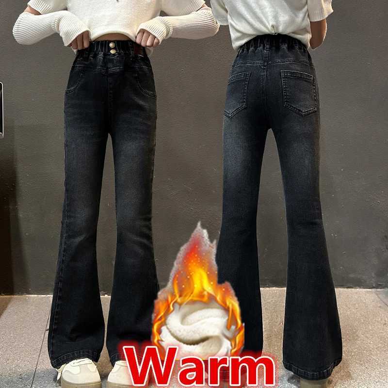 Kids Winter Slim Fit Bootcut Flannel Lined Jeans for Girls Elegant Insulated Flared Denim Pants Children Warm Thermal TrousersT251212-image-1088151085