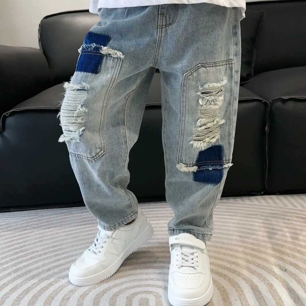Boys jeans Spring and Autumn childrens casual ripped jeans pants new kids pantsT251212-image-1088150383