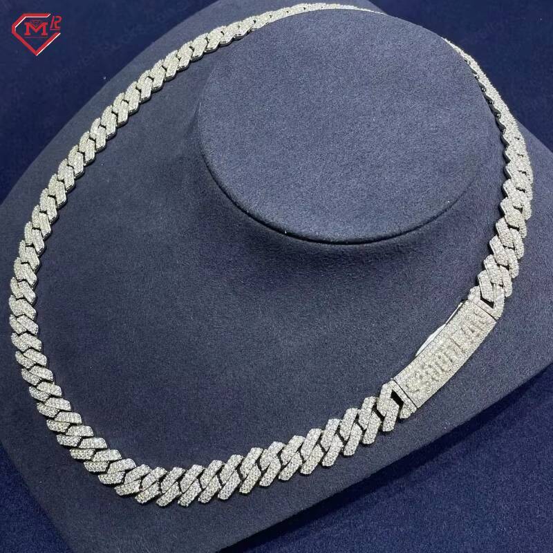 Custom 15mm 18mm Miami Cuban Chain Hip Hop Iced Out 925 Sterling Silver VVS Moissanite Cuban Link Chain