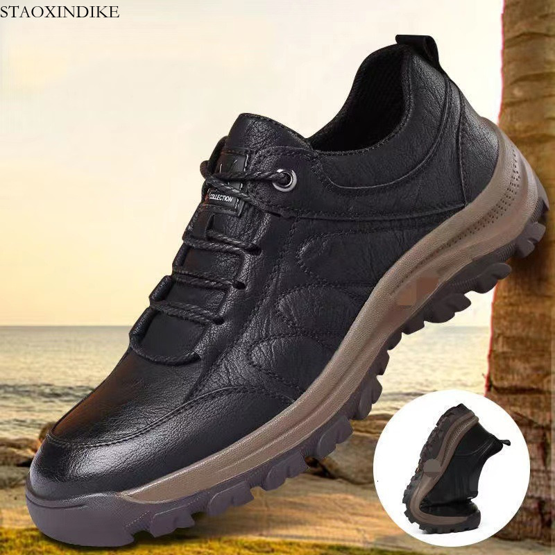 STAOXINDIKE Cross-Border Foreign Trade Large Size Men's Shoes Leather Thick Sole Non-Slip Sports Outdoor Hiking Men's Shoes Sports Casual