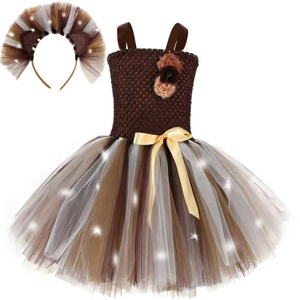 Led Light Animal Lion Costumes for Girls New Year Halloween Dresses for Kids Christmas Ballet Tutus Children Jungle Party Outfit X251212