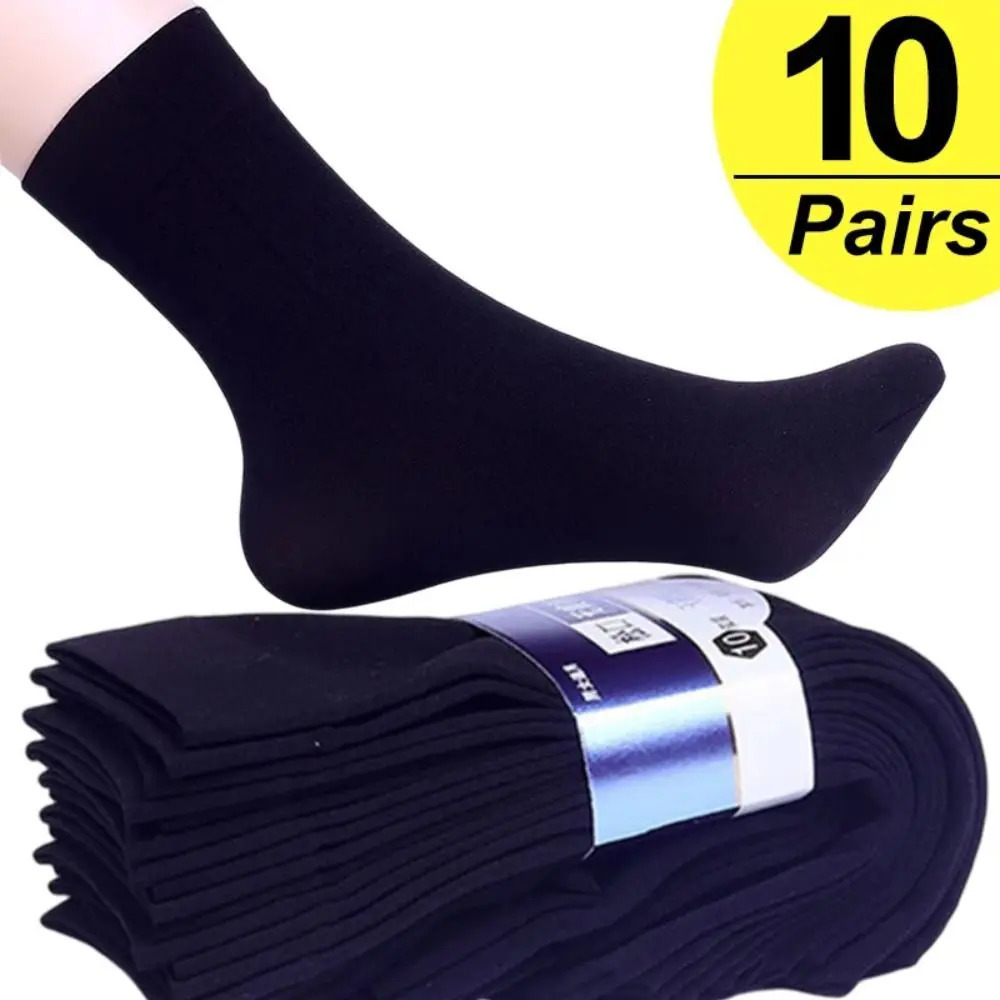 10pairs Men Ice Silk Socks Summer Spring Ultrathin Solid Business Breathable Soft Ankle Bamboo Fiber 251211