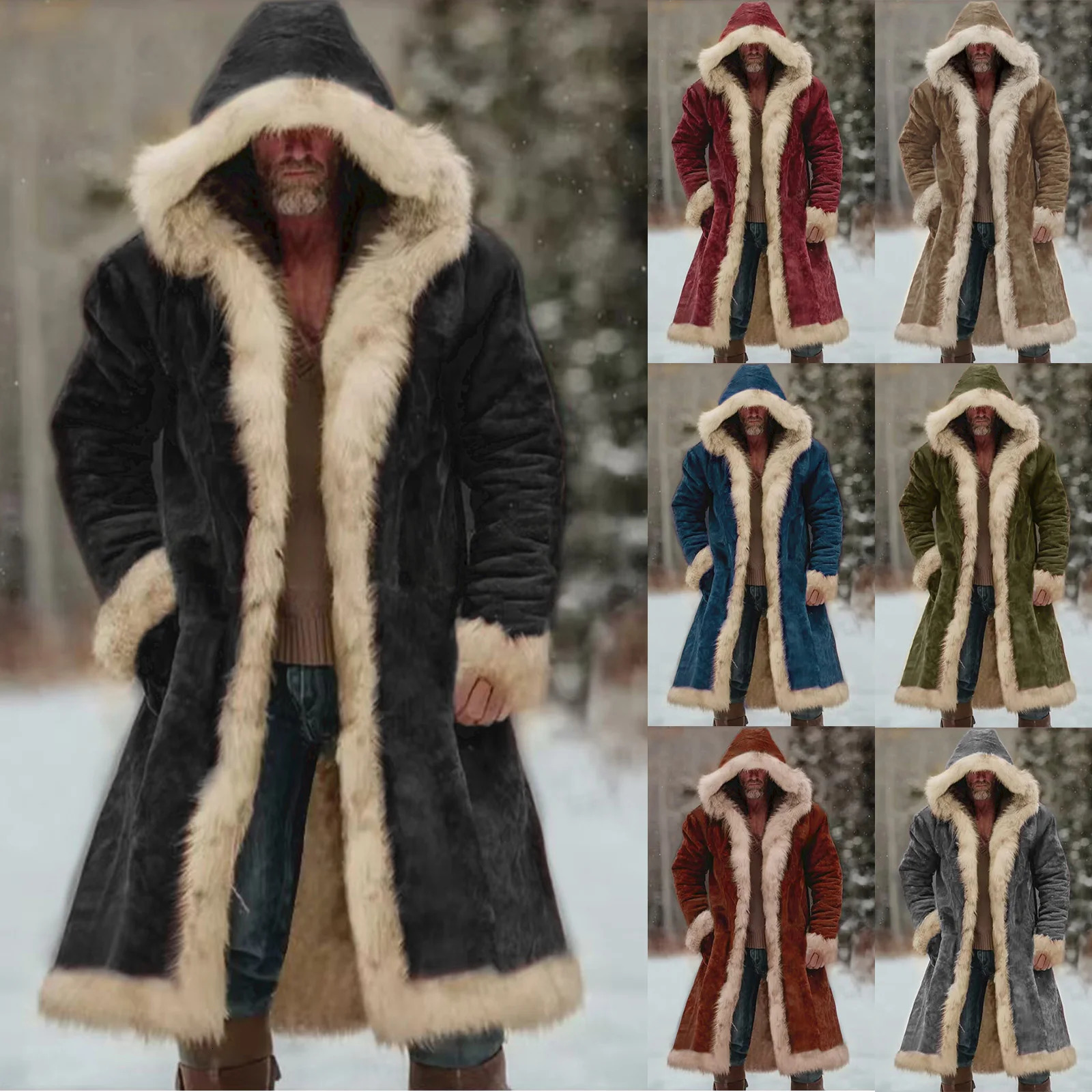 MenS Solid Color Winter Jacket Button Pocket Work Wear Plus Casual Long Coat Overcoat Outerwear Clothes 251210