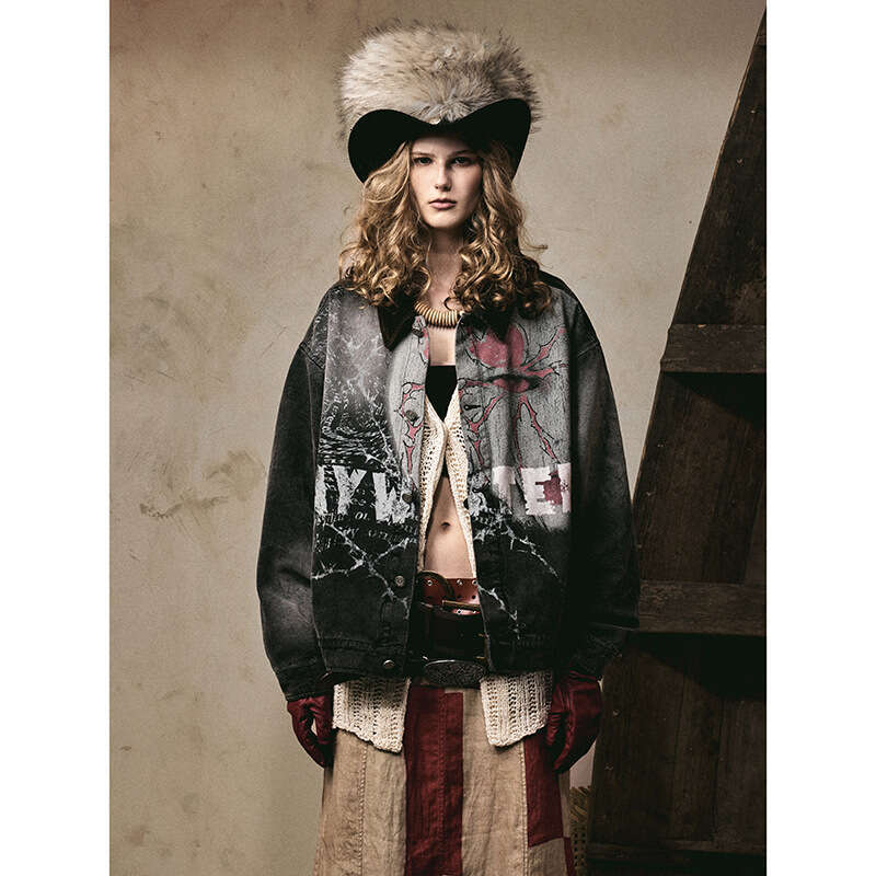 Y2k Retro Dark Graffiti Washed Vintage Denim Men And Women Loose Casual Versatile Jacket For Autumn Luxury