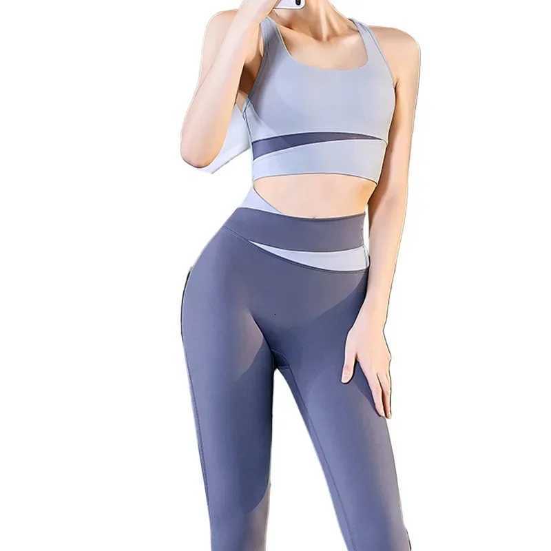 Women Yoga Sets Gym Fitness Suits Shockproof Sports Bra Crop Top High Waist Pants 2 Pcs Tracksuit Lady Butt-lifted SportswearT251212-image-1088147455