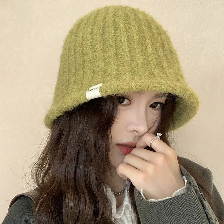 Knit Bucket Hat Women Autumn Winter Big Head Girth Solid Color Warm Fisherman Cap Match Premium Feeling Woolen Outdoor M571 251210