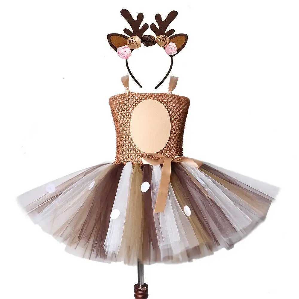 Deer Tutu Dress Girl Christmas Dresses with Headband Kids Halloween Costume Baby Girl Princess Elk Reindeer Outfit for New Year X251212