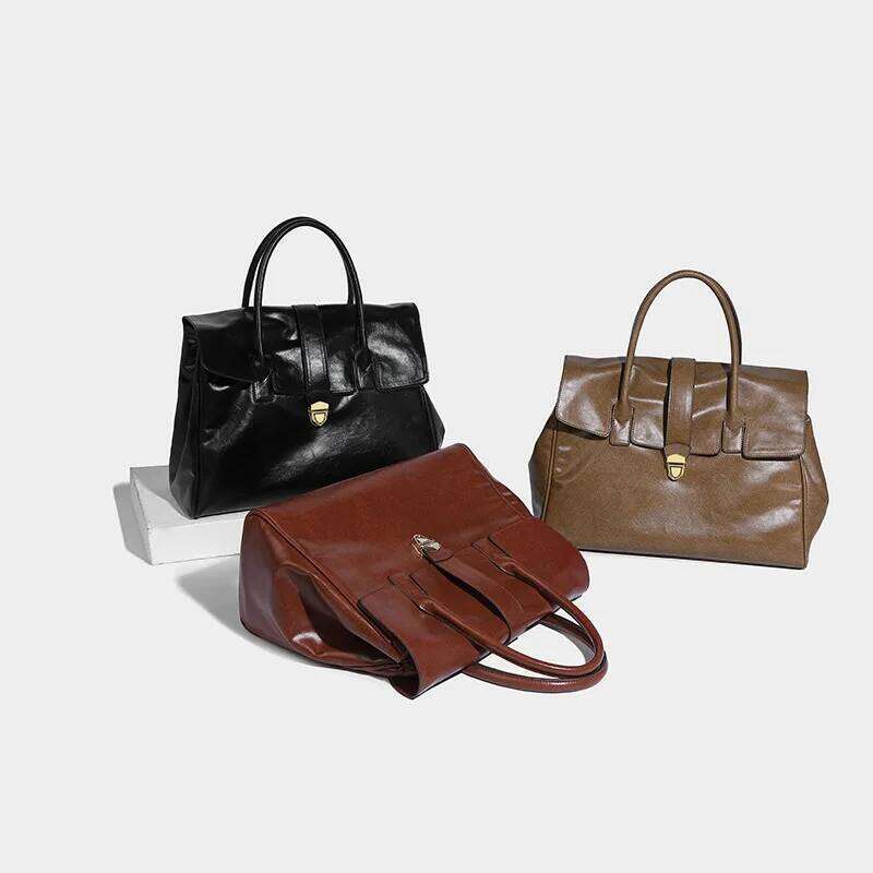 British Style Women S Luxury Designer Handbag PU Portable Large Capacity Briefcase Retro Lock Shoulder Bag Bags