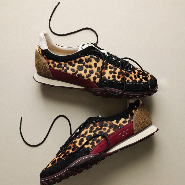 New Leopard Pattern Printed Trendy Luxury Shoes Neutral Style Sports Shoes Color Block Splicing Casual Shoes German Training Shoes Fashion Designer
