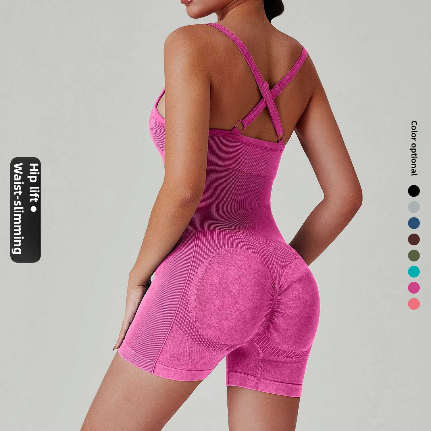 Short sans couture ensemble de gymnastique femmes combinaison Yoga ensemble lavé à l'eau 1pc été costume d'entraînement body Fitness Push Up cour