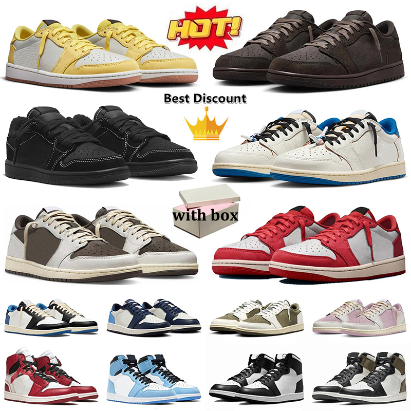Top Quality 2026 Designer Men Basketball Shoes 1 Reverse Mocha Low Volvet Brown Sail Unc Mens Women Obsidian Outdoor Sports Trainers Sneakers US 13