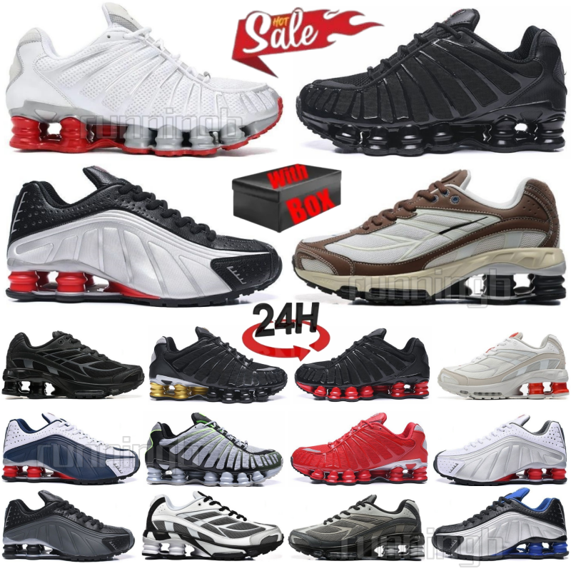 Designer Running Shoes Shoxs TL R4 Athletic Sneakers Triple Black Metallic Silver Hematite White Blue Red Baroque Brown Mens Womens Outdoor Sports R
