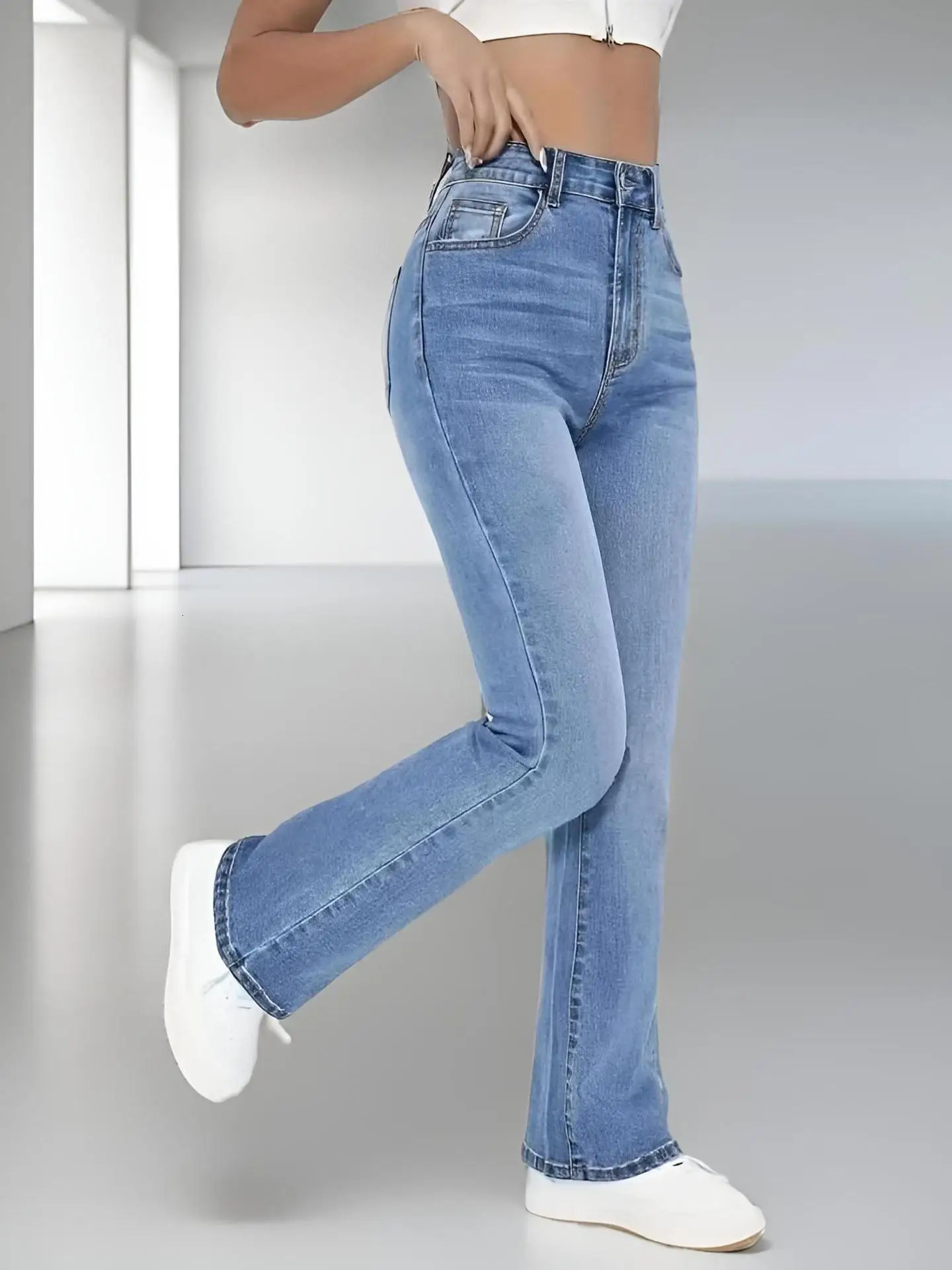 jeans da donna dimagranti pantaloni in denim lavato a vita alta versatili casual stile europeo e americano da donna251205