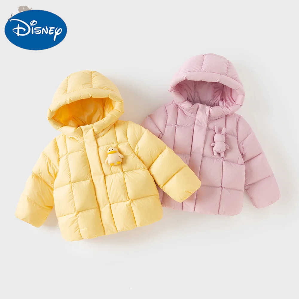 Disney Dave Bella Children Coat Autumn Winter Girls White Duck Down Jacket Waterproof Hooded Plush Top Outerwear Kids Clothes H251213-image-1088254559