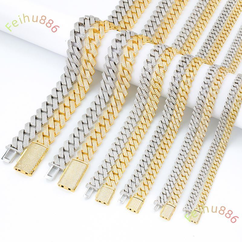 Wholesale Custom Miami Hip Hop Men 8-20mm Iced Out Silver S925 Jewelry Diamond Mossanite Moissanite Necklace Cuban Link Chain