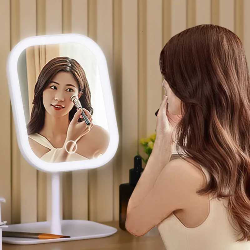 LED Makeup Mirror with 3 Colors Light Desktop Vanity Mirror Touching Mirror with Storage Base PortableT251213-image-1088316098