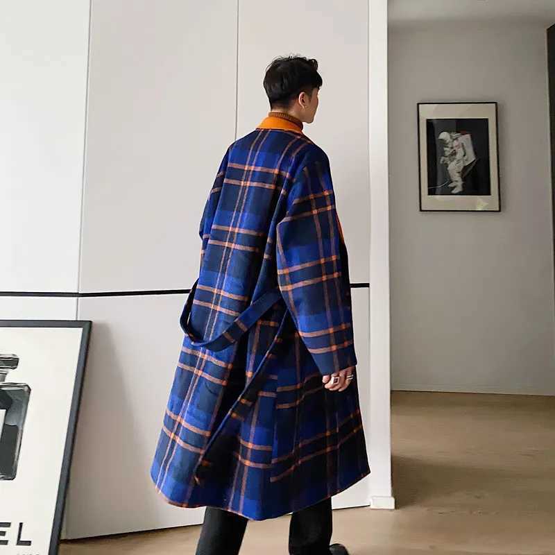 Mens Woolen Coat Long Autumn Winter Thickened Korean Fashion Loose Trend Casual Trench 2025 Solid Color Male Tops Q102T251213